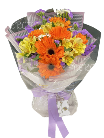 **KBQ195** Gerbera Long Bouquet - Orange<br>太陽花 長形花束 - 橙色