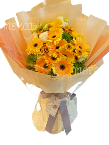 **KMBQ57** Gerbera Long Bouquet - Champane<br>太陽花 長形花束 - 香檳色