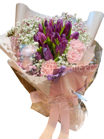 **KBQ0163** Purple Tulip Long Bouquet<br>紫色鬱金香長形花束