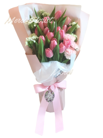 **KBQ15** Pink Tulip Long Bouquet<br>粉紅色鬱金香長形花束